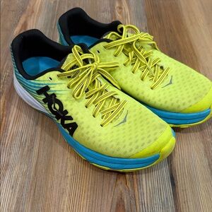 Hoka Bright Yellow and Blue Sneakers